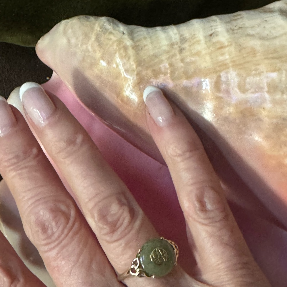 SOLD
14K Gold Jade Antique Ring Approx size 7 1/2